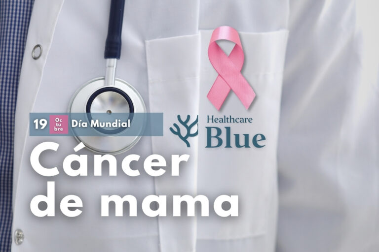 Infografía informativa de Blue Healthcare sobre el diagnóstico precoz del cáncer de mama: mamografía, edad de inicio, tecnología 3D e inteligencia artificial.